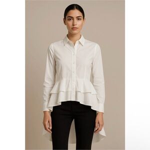 Walter Baker White Ruffled Button Down Shirt